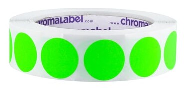 ChromaLabel Removable Fluorescent Green Dot Stickers, 1 Inch 1000/Roll
