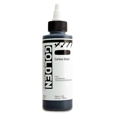 GOLDEN High Flow Acrylics, Carbon Black, 4 fl. oz. Bottle