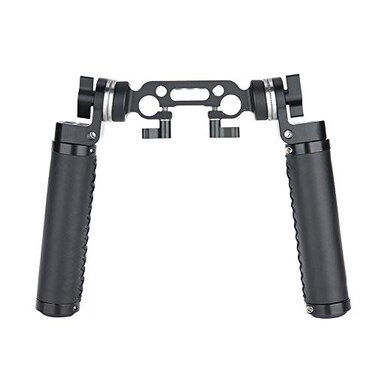 NICEYRIG Rosette Leather Handles with 15mm Rod Clamp Connector for 15mm DSLR Camera Shoulder Rig Support System