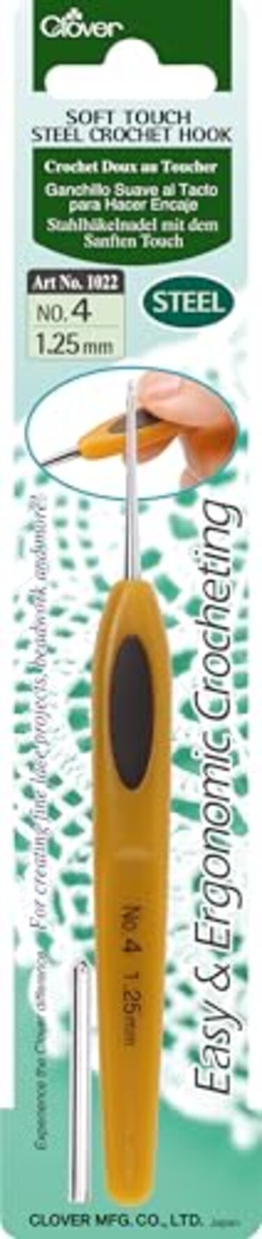 Clover Soft Touch Steel Crochet Hook: 1.25mm, Orange
