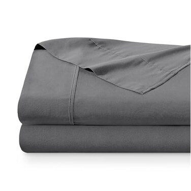 Bare Home Flat Top Sheet 1800 Ultra-Soft ,Queen - 2 Pack, Grey