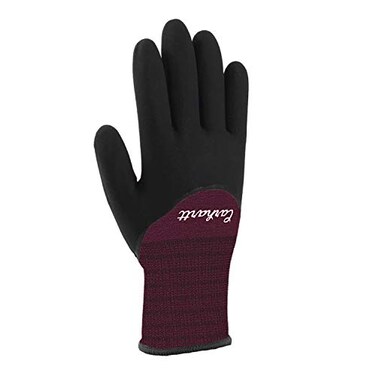 Carhartt Womens Thermal Full Coverage Nitrile Grip Glove, Deep Wine, M