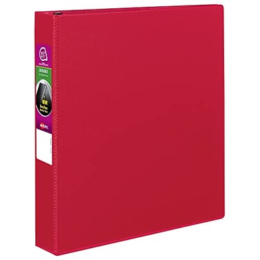 AveryDurable 3 Ring Binder, 1.5" Slant Rings, 1 Red Binder