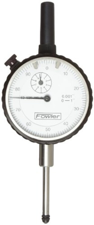 Fowler 52-520-110-2 Brass Premium Dial Indicator, White Face, 1" Total Travel