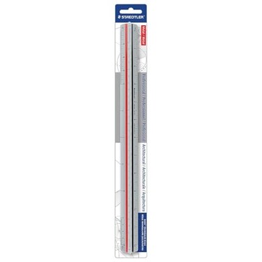STAEDTLER Professional Triangular Scale Ruler - 12in Metal Architectural Scale with High-Contrast Etched Markings, 6 Imperial Scales for DraftingBlueprint Reading