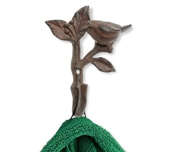 Comfify Rust Brown Bird on a Branch Cast Iron Wall Hook“ Screws Included