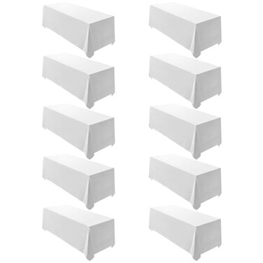 Surmente 10 Pack 90x132 Inch White Tablecloth for 6-8 Foot Rectangle Tables