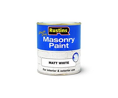 Rustins Quick Dry Masonry Paint Matte White 250ml8.5 Fl. Oz.