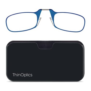 ThinOptics Pod Reading Glasses - Slim Armless Pocket Readers - Black, Blue 2.5x