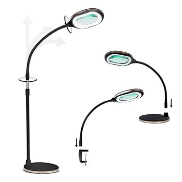 Brightech LightView Pro Magnifying LED Desk Lamp with FlexibilityDurability, 3 in 1 LED Glass Magnifier, Work Light for HobbiesReading - Black