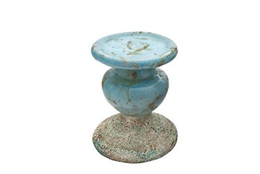 Creative Co-Op Small Distressed Blue Terracotta Pillar Candle Holder