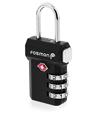 Fosmon TSA Approved Luggage Locks, 3 Digit Combination, 1 Pack Black