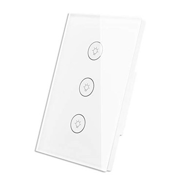 MOES WiFi Smart Wall Touch Light Switch Glass Panel Wireless Remote Control by Mobile APP Anywhere Compatible with Alexa,Timing Function No Hub Required ,Wall Switch 3 Gang