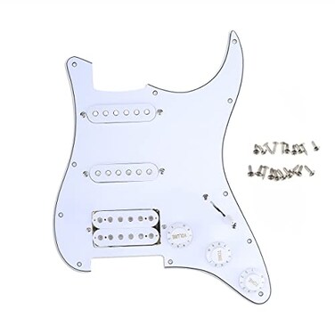 Musiclily Basic Loaded ST-HSS Pickguard with Ceramic Pickups 3Ply White