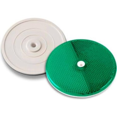Tapco RT-90 Plastic Centermount Reflector with Plastic Center Hole, 3-1/4" Diameter x 3/8" Thick, Green