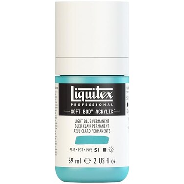 Liquitex Soft Body Acrylic Paint, 2-oz Bottle, Light Blue Permanent