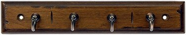 Dorman Hardware 4-1833 Keyrack with 4 Extra Small Single Bronze Hooks, 8.75-Inch, Antique Walnut Finish