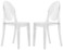 LeisureMod Marion Mid-Century Modern Acrylic Dining Chair, Stackable Plastic Accent Chair for Dining Room and Kitchen, Set of 2 ,Clear