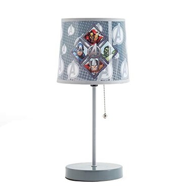 Idea Nuova Avengers Stick Table Kids Lamp with Pull Chain, Themed Printed Decorative Shade,Metal