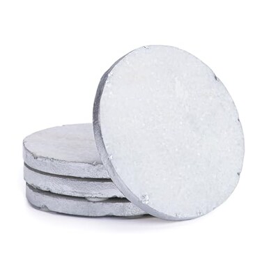 Thirstystone 4 Pack Silver Edged Round White Marble Coasters