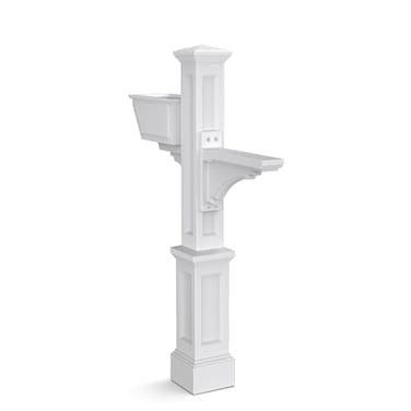 Mayne Westbrook Decorative Mail Post with Planter, White