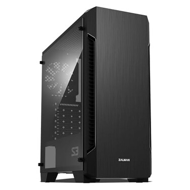 Zalman - S3 - ATX Mid-Tower PC Case - Full Acrylic Side Panel - 3x Case Fan 120mm Pre-Installed, Black