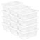 Sterilite 6 Quart Storage Box, Clear Plastic with White Snap Lid, 12 Pack
