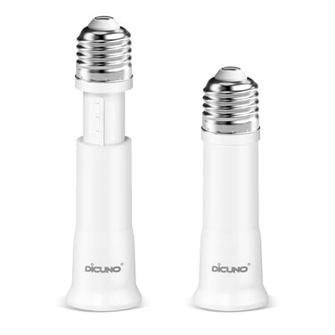 DiCUNO E26 Bulb Socket Extender, Flexible Socket Fan Light Extender, 2-Pack