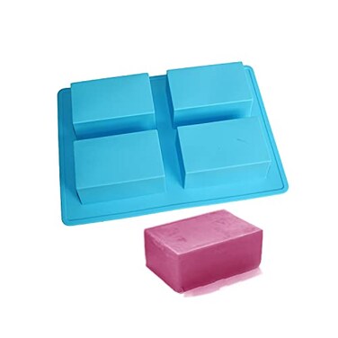 X-Haibei Plain Basic Rectangle Thick Bar Soap Mold Half-Handsize Silicone Mould for Bath Supply 3oz per Cell