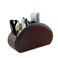 Fosinz Remote Control Holder Organizer Table Desk Leather Control Storage TV Remote Control Organizer with 5 Spacious Compartments ,Dark Brown with Beige Lining