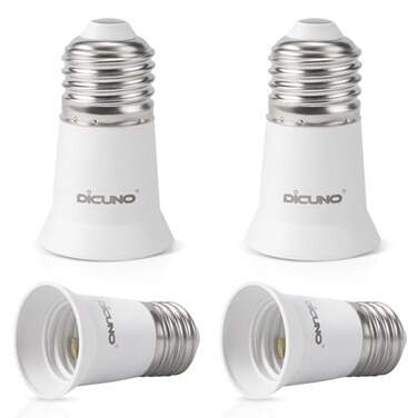 DiCUNO E26 Socket Extender 1.2 Inch, Short Light Socket Extender, 4-Pack