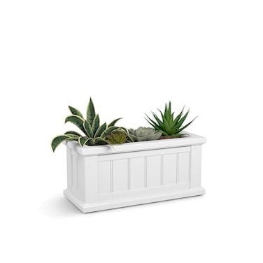 Mayne Cape Cod 24in Self-Watering Rectangular Planter, White