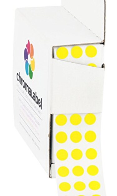 ChromaLabel Yellow Dot Stickers, 1/4 Inch, 1000/Box