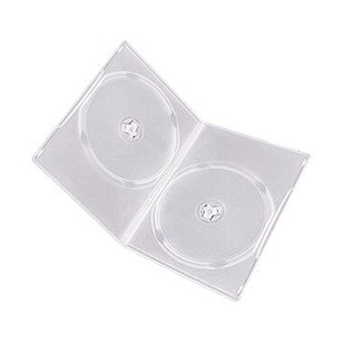 Maxtek 7mm Slim Clear Double CD/DVD Case, 50 Pieces Pack. ,2 Discs Capacity per Case