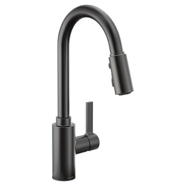 Moen Genta LX One-Handle Modern Kitchen Faucet with Pull Down Sprayer, Reflex Docking Head, and Power Boost for a Faster Clean, Matte Black, 7882BL