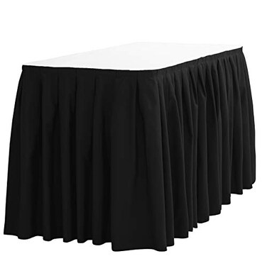 LTC LINENS Table Skirt for 8 ft Rectangular Table-21 ft Black Table Skirting Polyester Cloth-Wrinkle Resistant Pleated Banquet Tablecloth for Wedding