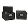 Household Essentials Fabric Storage Boxes with Lids and Handles, Black