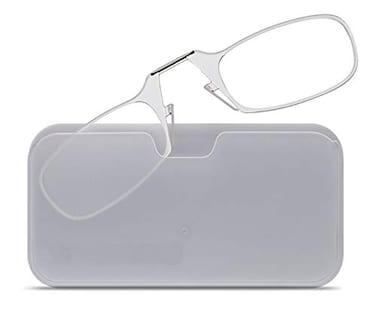 ThinOptics Pod Reading Glasses - Slim Armless Pocket Readers - White, Clear 1.5x