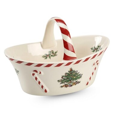 Spode&ldquo; Christmas Tree&ldquo; Christmas Tree Peppermint Handled Basket