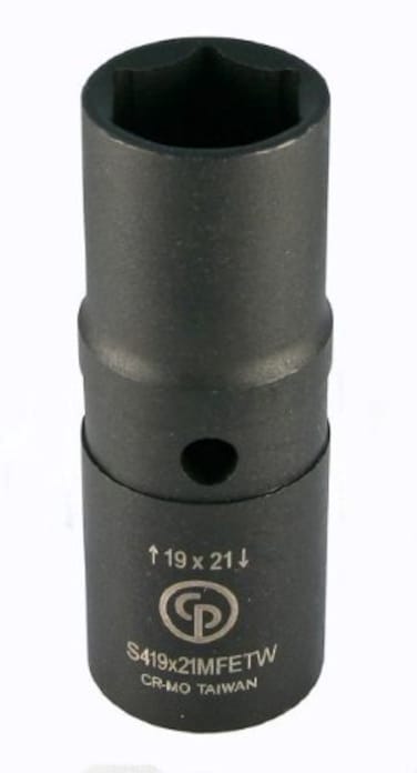 Chicago Pneumatic S419X21MFETW - 1/2 Inch Square Drive, 19 x 21 mm, Flip, Extra Thin Wall, 6 Point, Impact Socket