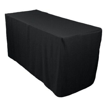 LTC LINENS LinenTablecloth 4 ft. Fitted Polyester Tablecloth Black