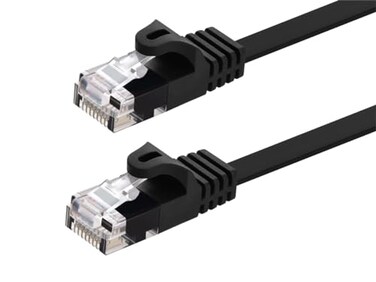 Monoprice Cat5e Ethernet Patch Cable - Flat, Snagless RJ45, Flexboot, 30AWG Stranded Pure Bare Copper Wire, 350Mhz, UTP, 7 Feet, Black