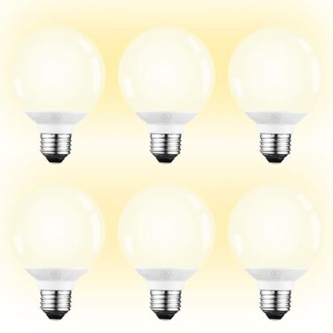 TORCHSTAR 6-Pack G25 LED Light Bulbs, 5W 450LM, Dimmable, 3000K