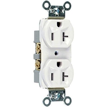 PassSeymour Legrand CRB5362WCC12 20 Amp Construction Specification Grade Duplex Receptacle Outlet, Back and Side Wire, White ,1 Count