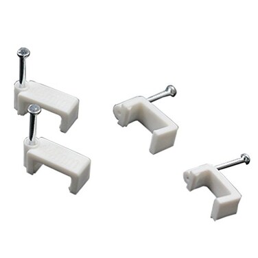 lasenersm 200 PCS 8mm Flat Ethernet Cable Wire Clips Single Coaxial Cable Clamps with Nail for Ethernet Cable Management