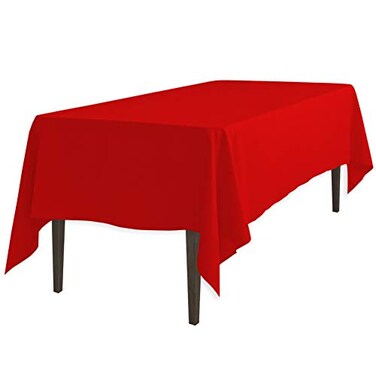 LTC LINENS LinenTablecloth 60 x 126-Inch Rectangular Polyester Tablecloth Red
