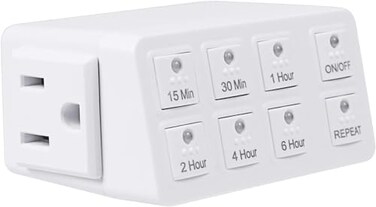 BN-LINK Indoor Countdown Timer with Repeat Function, 3-Prong Outlet Timer