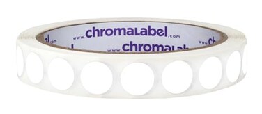 ChromaLabel Removable White Dot Stickers, 1/2 Inch, 1000/Roll