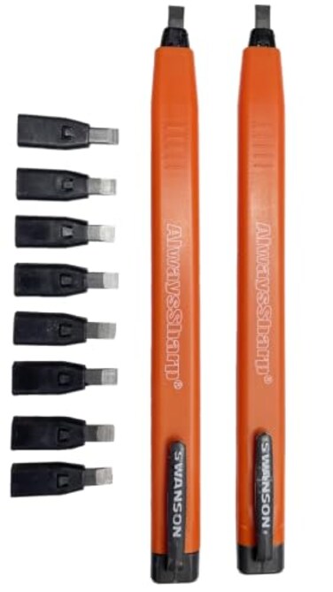 Swanson Tool Co CP216 AlwaysSharp Refillable Mechanical Carpenter Pencil, Two Pack, with 8 More Replacement Black Graphite Tips