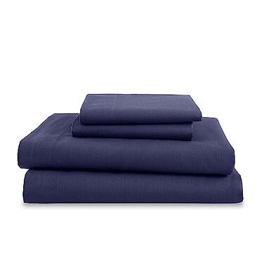 Martex 4 Piece Queen Bed Sheets SetQueen Bed Sheets&ldquo; Light Weight, Soft Breathable SheetsBrushed Cotton Rich BlendSecure-Fit, Wrinkle Resistant, Durable, Easy Care Bed SheetsComfy SheetsNavy